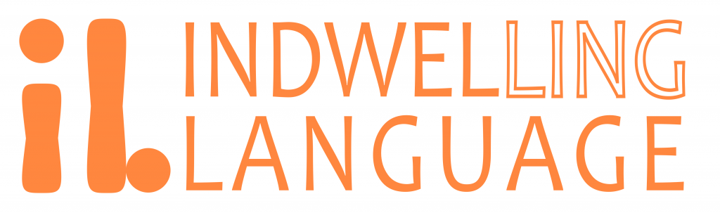 Indwelling Language Logo with text lighter orange 576
